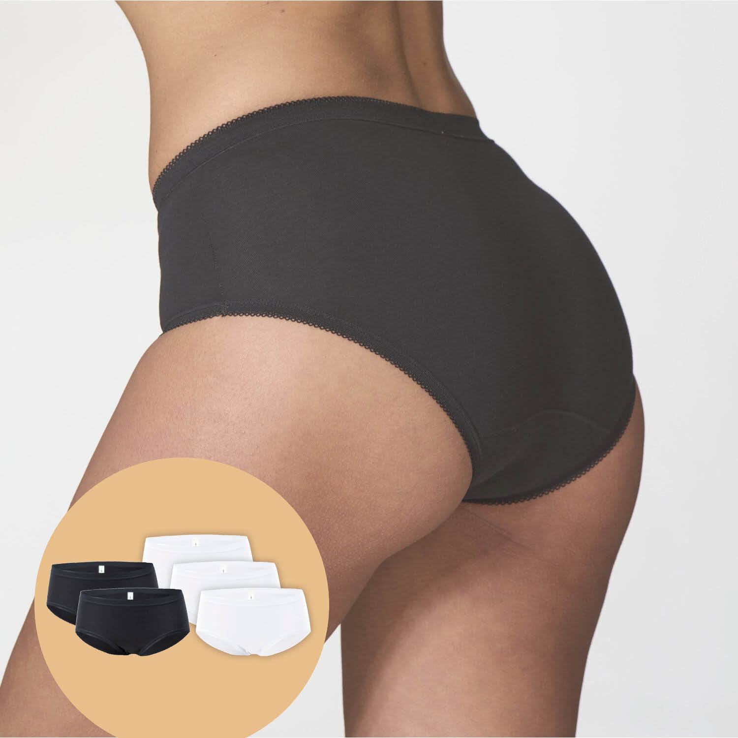 Artime Damen Slip Midi 5er Pack inkl. Waschbeutel , weiss-schwarz