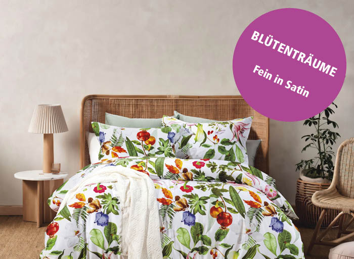 Lehner Versand - Bettwäsche mit tropischen Blüten & Früchten